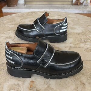 Vintage Fluevog Austin Safety Hogs Chunky Steel Toe Leather Loafers